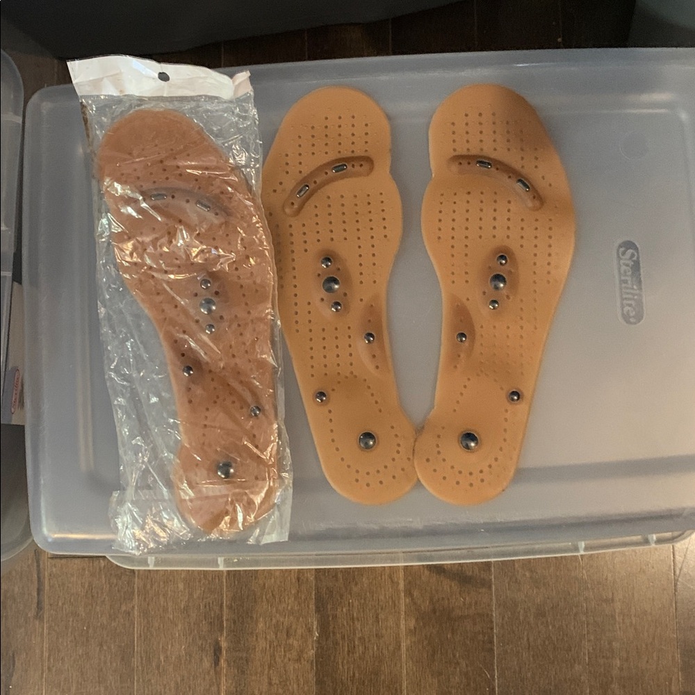 Set Of 2 Pair Magnetic Pressure Point Joint Pain Relief Insoles Size Mens Womens